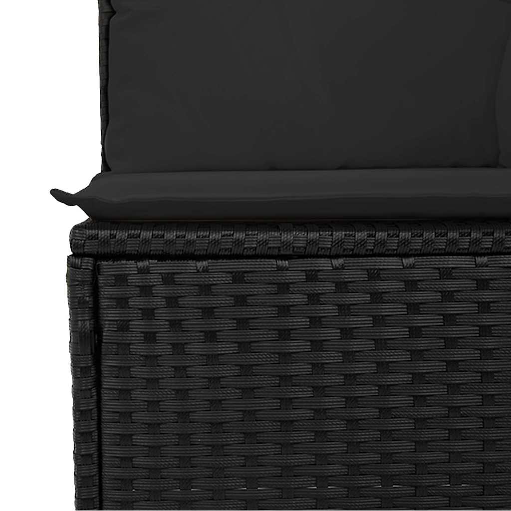 Set Divani da Giardino 4 pz con Cuscini Nero in Polyrattan | homemem39