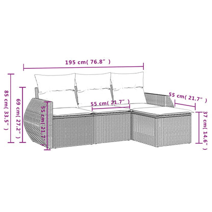 Set Divano da Giardino 4 pz con Cuscini Beige in Polyrattan | homemem39