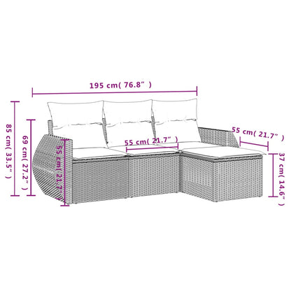 Set Divani da Giardino 4 pz con Cuscini in Polyrattan Grigio | homemem39