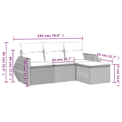 Set Divani da Giardino 4 pz con Cuscini Grigio in Polyrattan | homemem39