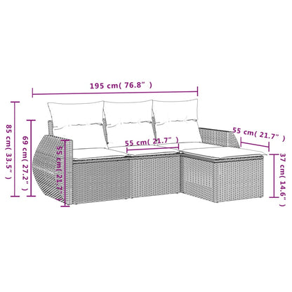 Set Divano da Giardino 4 pz con Cuscini Marrone in Polyrattan - homemem39