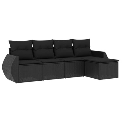Set Divani da Giardino 5 pz con Cuscini in Polyrattan Nero - homemem39