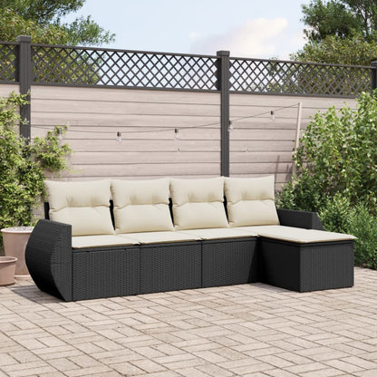 Set Divani da Giardino 5 pz con Cuscini in Polyrattan Nero - homemem39