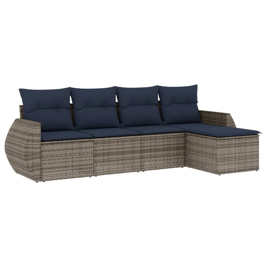 Set Divani da Giardino 5 pz con Cuscini in Polyrattan