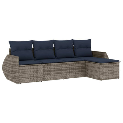 Set Divani da Giardino 5 pz con Cuscini in Polyrattan