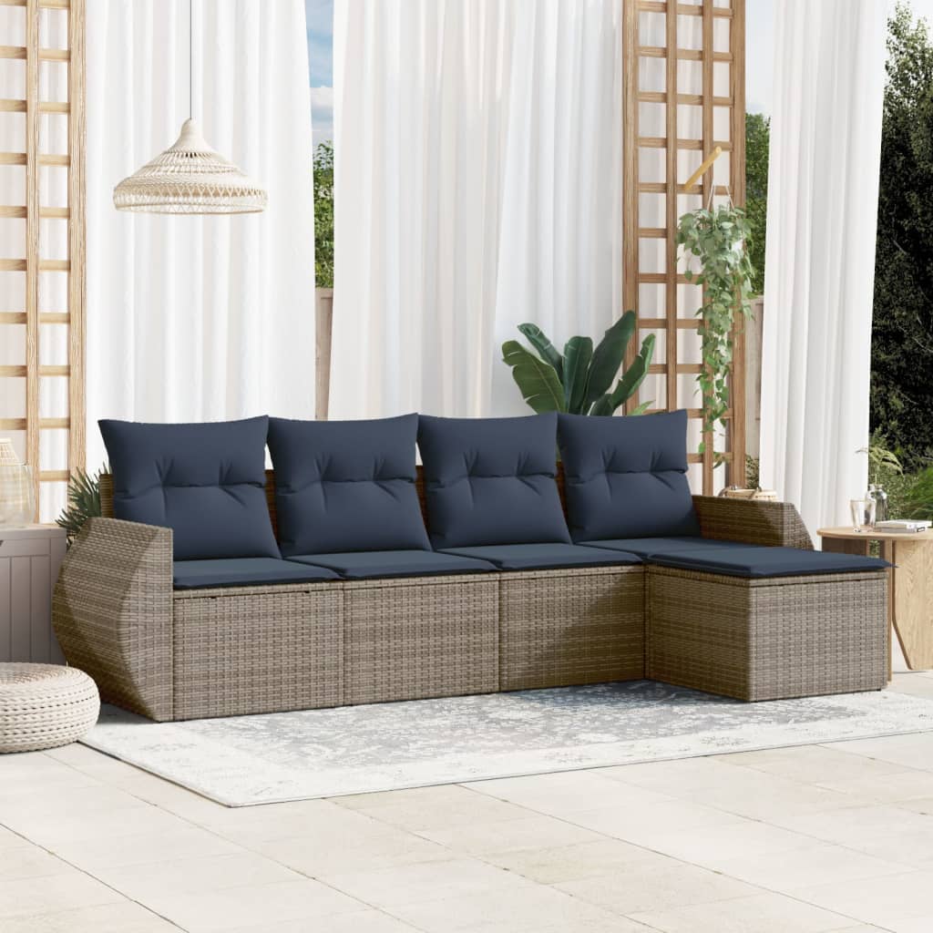Set Divani da Giardino 5 pz con Cuscini in Polyrattan