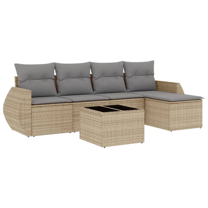 Set Divano da Giardino 6 pz con Cuscini Beige in Polyrattan - homemem39