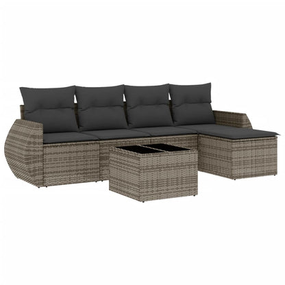 Set Divano da Giardino 6 pz con Cuscini Grigio in Polyrattan - homemem39