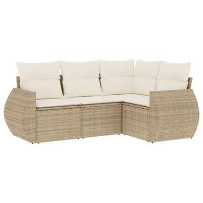 Set Divano da Giardino 4 pz con Cuscini Beige in Polyrattan - homemem39