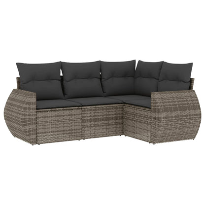 Set Divani da Giardino 4 pz con Cuscini in Polyrattan Grigio - homemem39