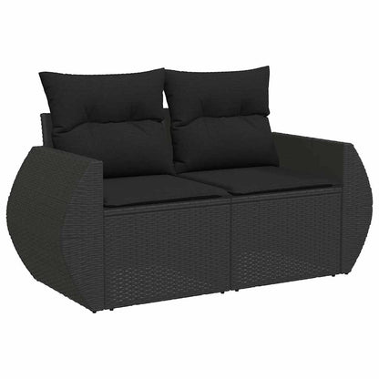 Set Divani da Giardino 5 pz con Cuscini in Polyrattan Nero | homemem39