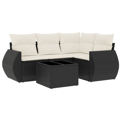 Set Divani da Giardino 5 pz con Cuscini in Polyrattan Nero | homemem39