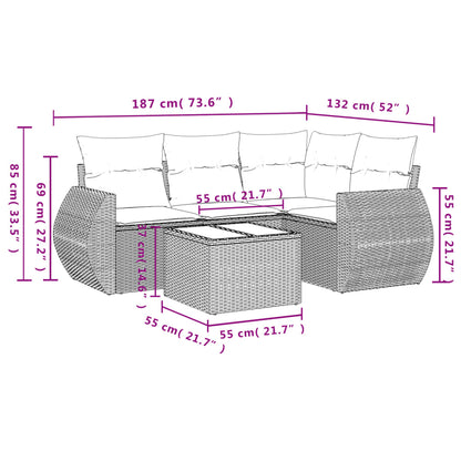 Set Divani da Giardino 5 pz con Cuscini in Polyrattan Nero | homemem39