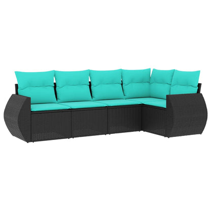 Set Divani da Giardino 5 pz con Cuscini in Polyrattan