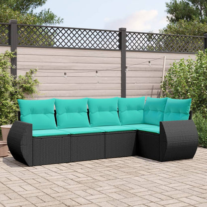 Set Divani da Giardino 5 pz con Cuscini in Polyrattan
