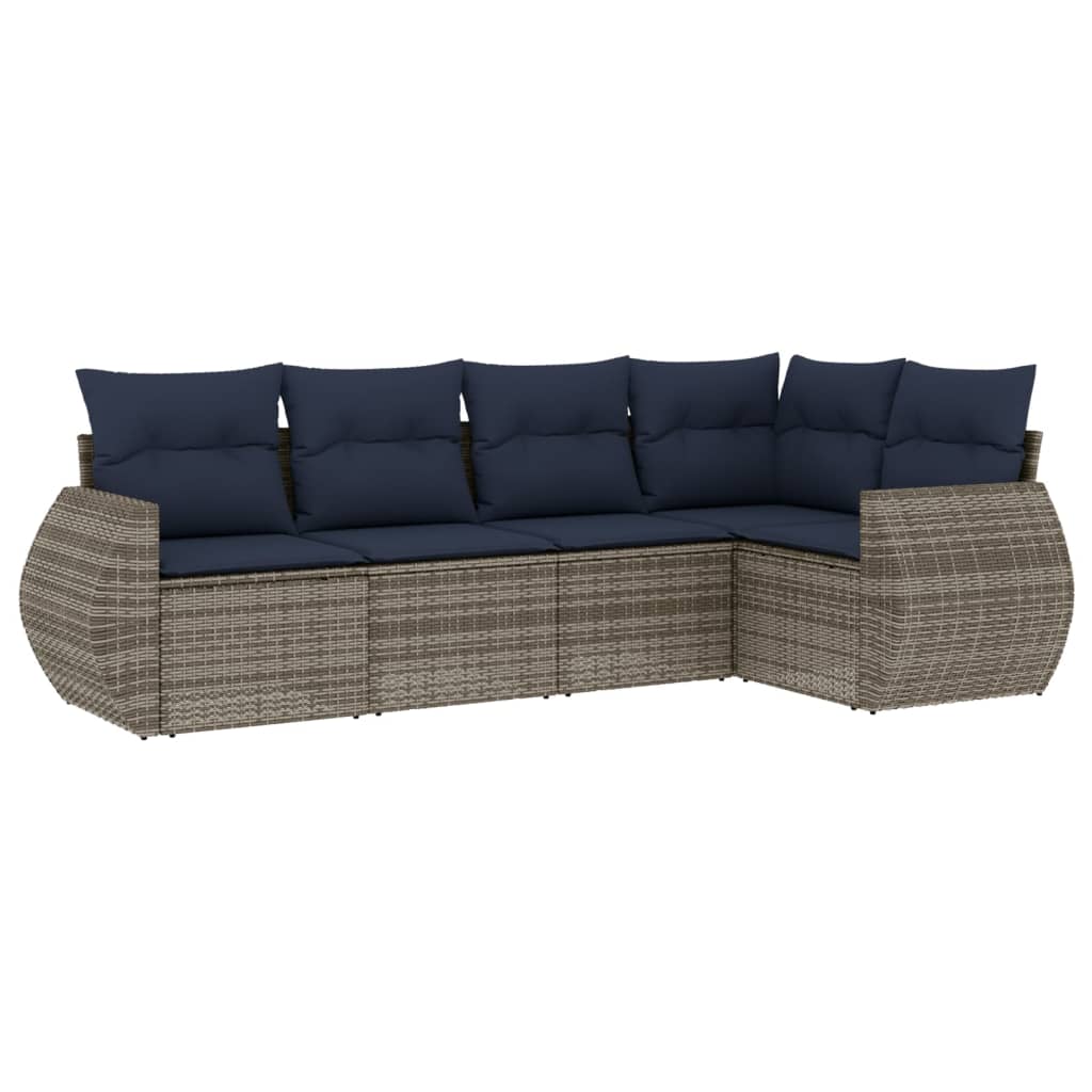 Set Divani da Giardino 5 pz con Cuscini in Polyrattan