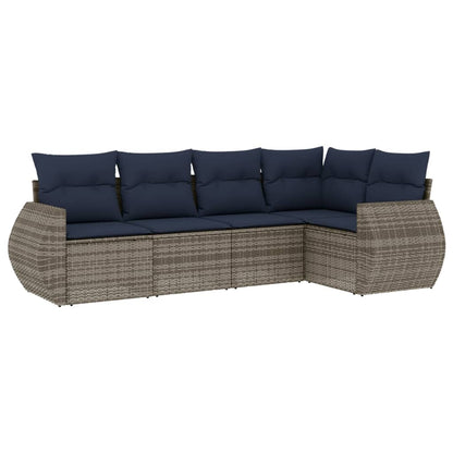 Set Divani da Giardino 5 pz con Cuscini in Polyrattan