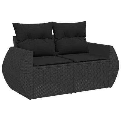 Set Divano da Giardino 6 pz con Cuscini Nero in Polyrattan | homemem39