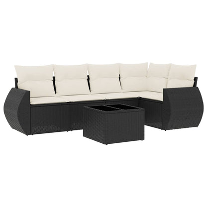 Set Divano da Giardino 6 pz con Cuscini Nero in Polyrattan - homemem39