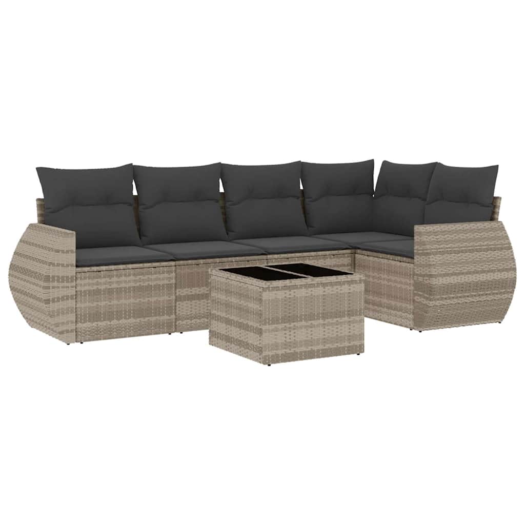 Set Divano da Giardino 6pz con Cuscini Grigio Chiaro Polyrattan - homemem39
