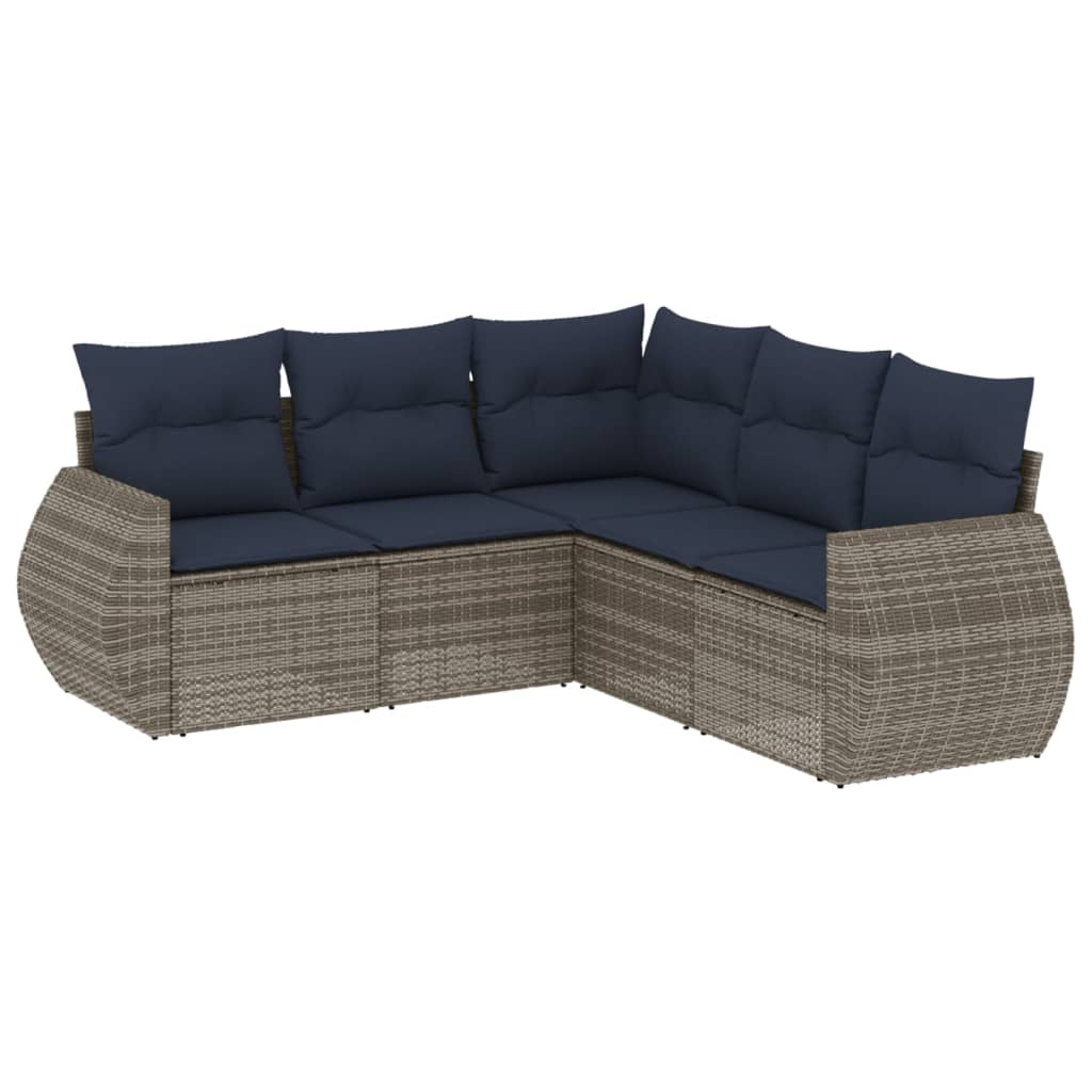 Set Divani da Giardino 5 pz con Cuscini in Polyrattan