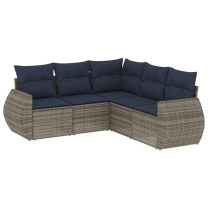 Set Divani da Giardino 5 pz con Cuscini in Polyrattan