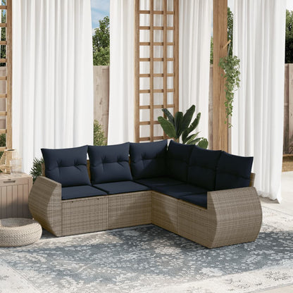 Set Divani da Giardino 5 pz con Cuscini in Polyrattan