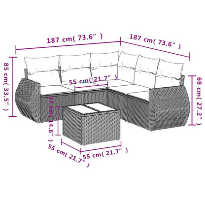 Set Divano da Giardino 6 pz con Cuscini Nero in Polyrattan | homemem39
