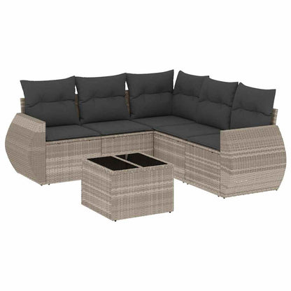 Set Divano da Giardino 6pz con Cuscini Grigio Chiaro Polyrattan - homemem39