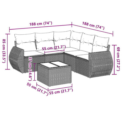 Set Divano da Giardino 6pz con Cuscini Grigio Chiaro Polyrattan - homemem39