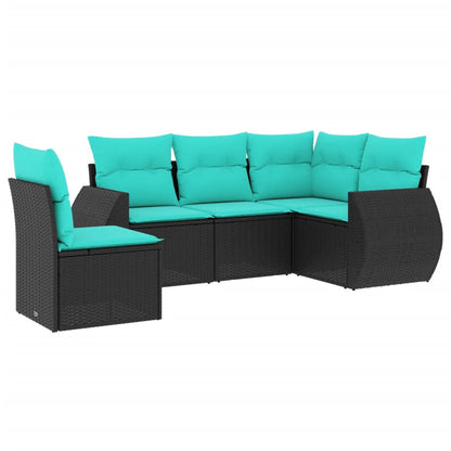 Set Divani da Giardino 5 pz con Cuscini in Polyrattan