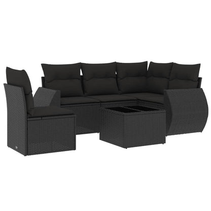 Set Divano da Giardino 6 pz con Cuscini Nero in Polyrattan - homemem39