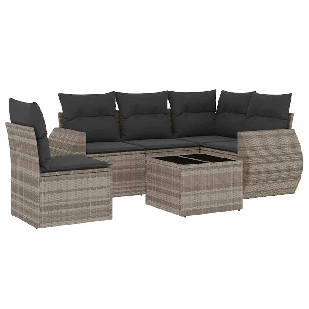 Set Divano da Giardino 6pz con Cuscini Grigio Chiaro Polyrattan - homemem39