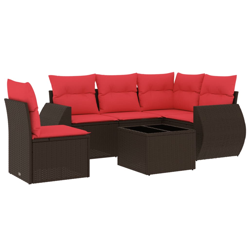 Set Divani da Giardino 6 pz con Cuscini in Polyrattan