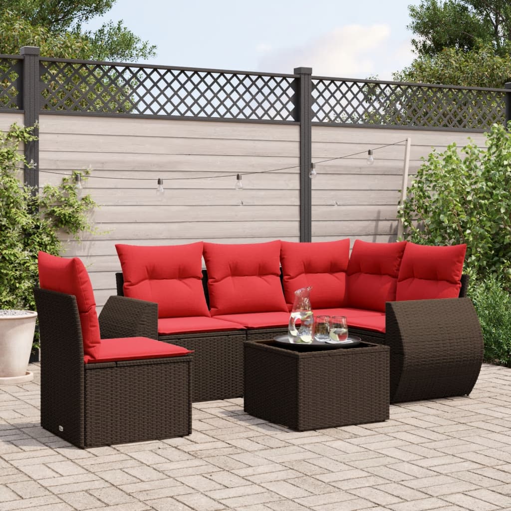 Set Divani da Giardino 6 pz con Cuscini in Polyrattan