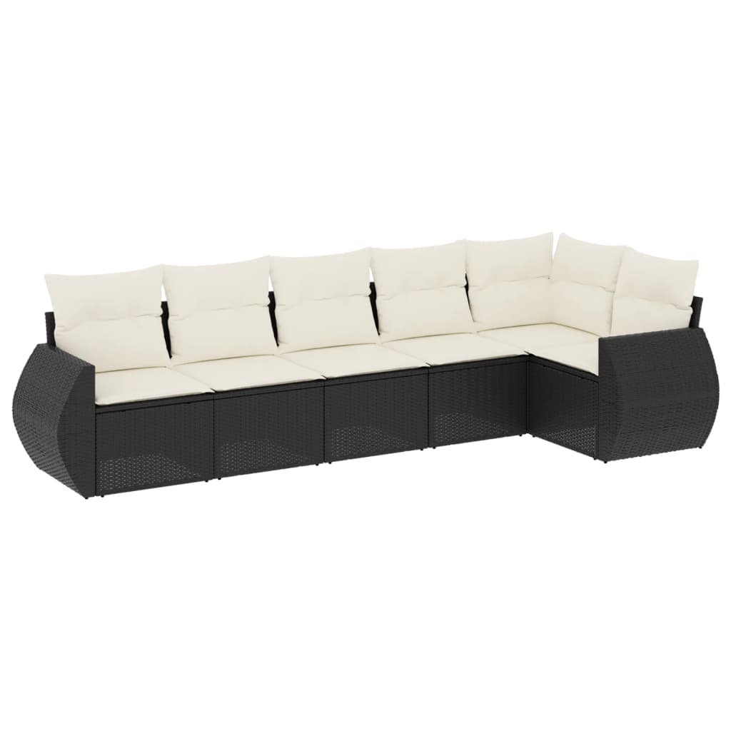 Set Divano da Giardino 6 pz con Cuscini Nero in Polyrattan | homemem39