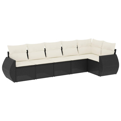 Set Divano da Giardino 6 pz con Cuscini Nero in Polyrattan | homemem39