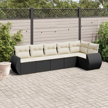 Set Divano da Giardino 6 pz con Cuscini Nero in Polyrattan | homemem39