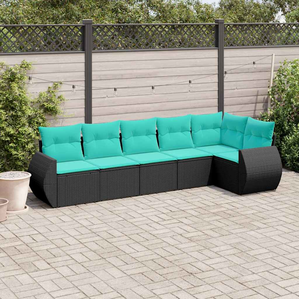 Set Divani da Giardino 6 pz con Cuscini in Polyrattan