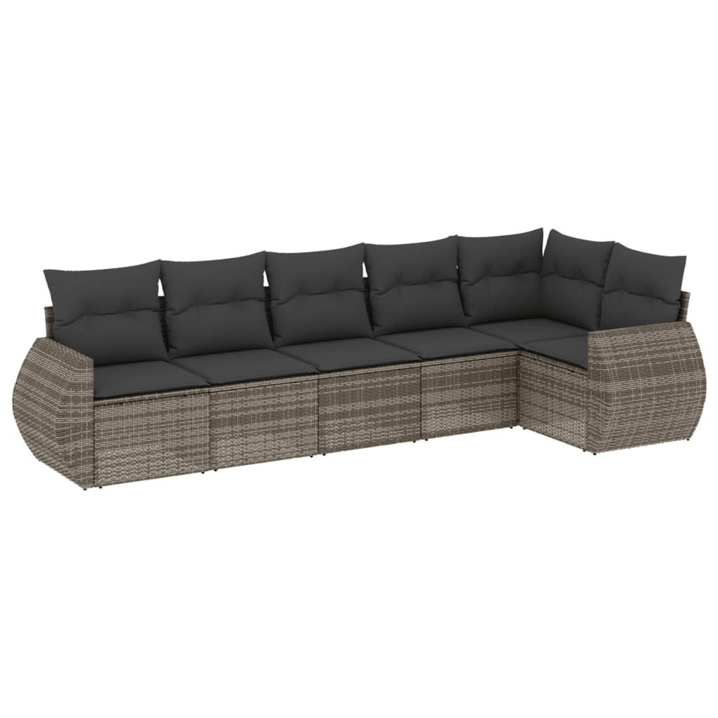 Set Divano da Giardino 6 pz con Cuscini Grigio in Polyrattan - homemem39