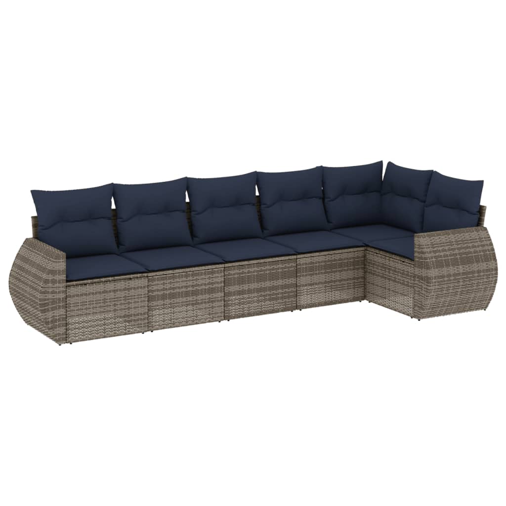 Set Divani da Giardino 6 pz con Cuscini in Polyrattan