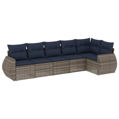 Set Divani da Giardino 6 pz con Cuscini in Polyrattan