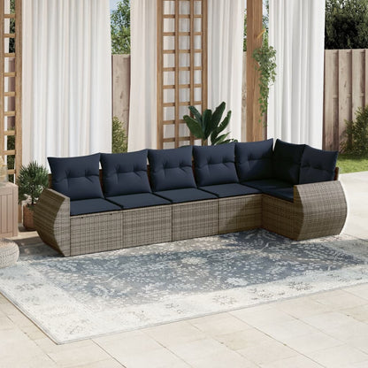Set Divani da Giardino 6 pz con Cuscini in Polyrattan