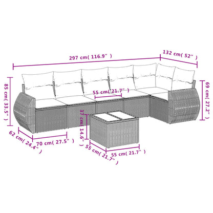 Set Divani da Giardino con Cuscini 7pz Nero Polyrattan | homemem39