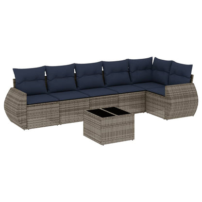 Set Divani da Giardino 7 pz con Cuscini in Polyrattan