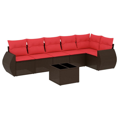 Set Divani da Giardino 7 pz con Cuscini in Polyrattan