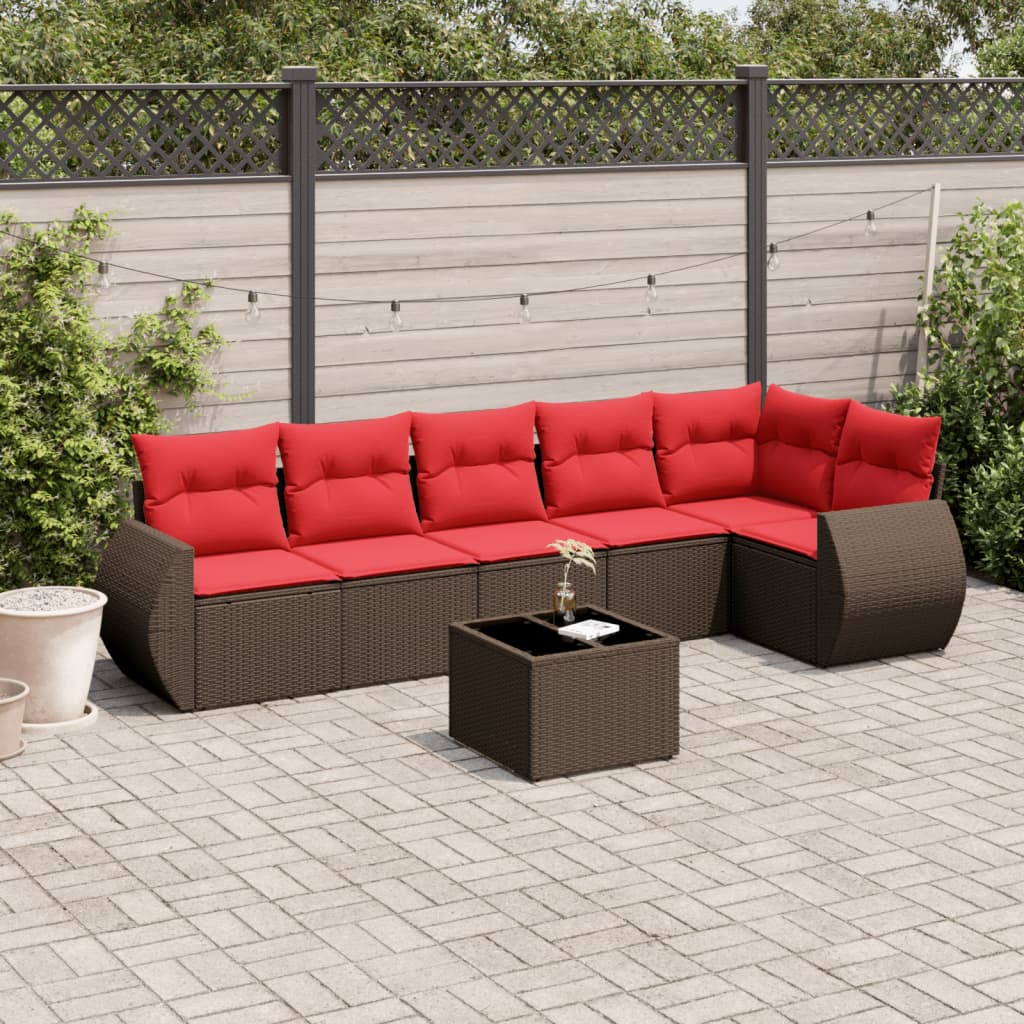 Set Divani da Giardino 7 pz con Cuscini in Polyrattan