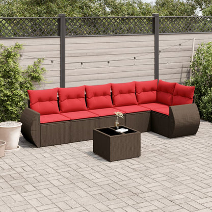 Set Divani da Giardino 7 pz con Cuscini in Polyrattan