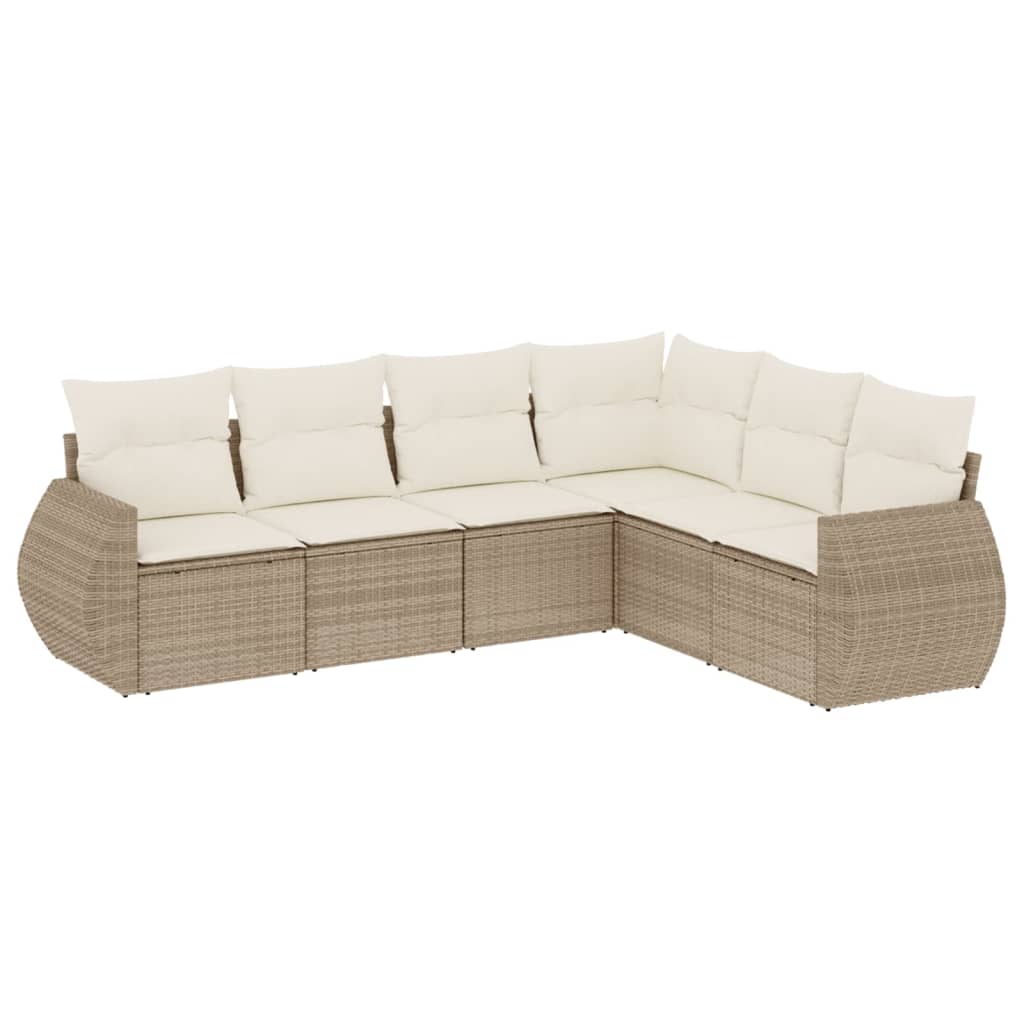 Set Divano da Giardino 6 pz con Cuscini Beige in Polyrattan - homemem39