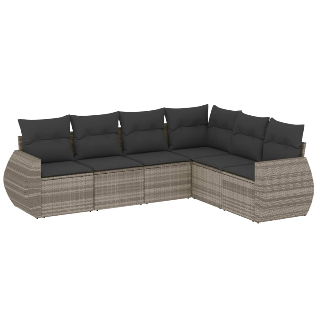 Set Divano da Giardino 6pz con Cuscini Grigio Chiaro Polyrattan - homemem39